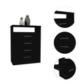 Greenwood 2 Piece Bedroom Set, Chest And Wall Mounted Shoe Rack, Black And Mirror Black Bedroom Engineered Wood