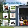 Outdoor Storage Shed 8 X 6 Ft Large Metal Tool Sheds, Heavy Duty Storage House With Sliding Doors With Air Vent For Backyard Patio Lawn To Store Bikes, Tools, Lawnmowers Dark Grey Dark Grey Rectangular None Garden & Outdoor Modern Year Round Use Anchored