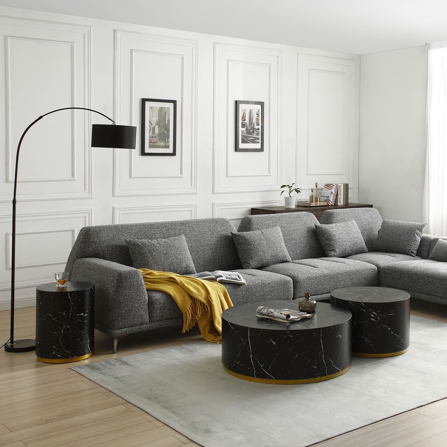 15.75Inch Round Sidetable For Living Room Fully Assembled Black Black Mdf