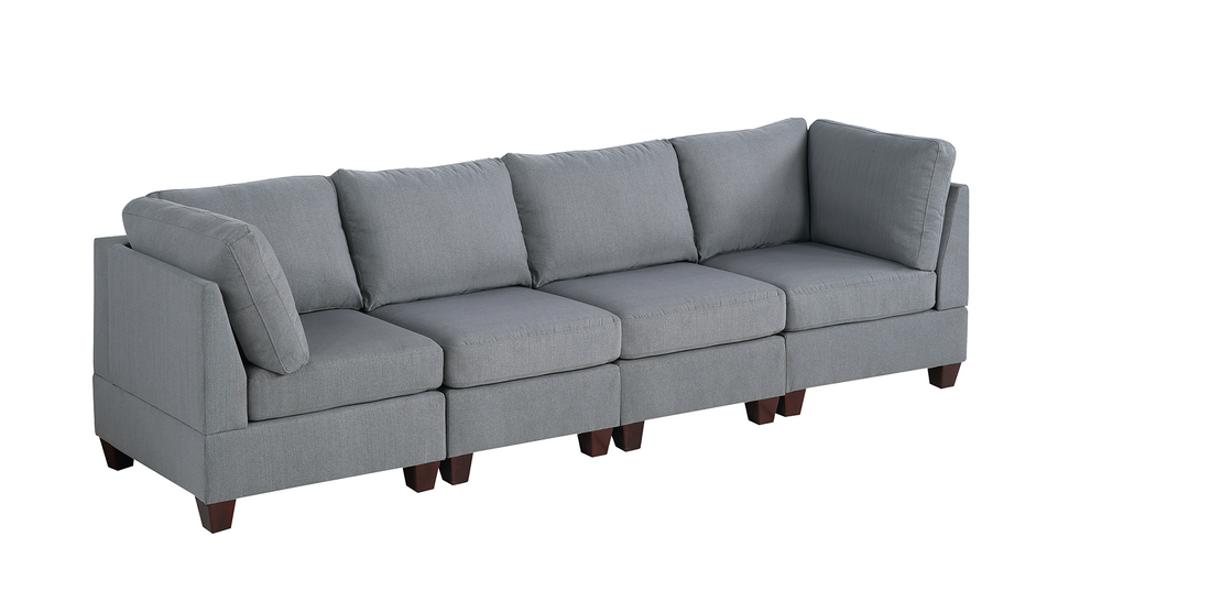 Modular Set 4Pc In Gray Gray Fabric