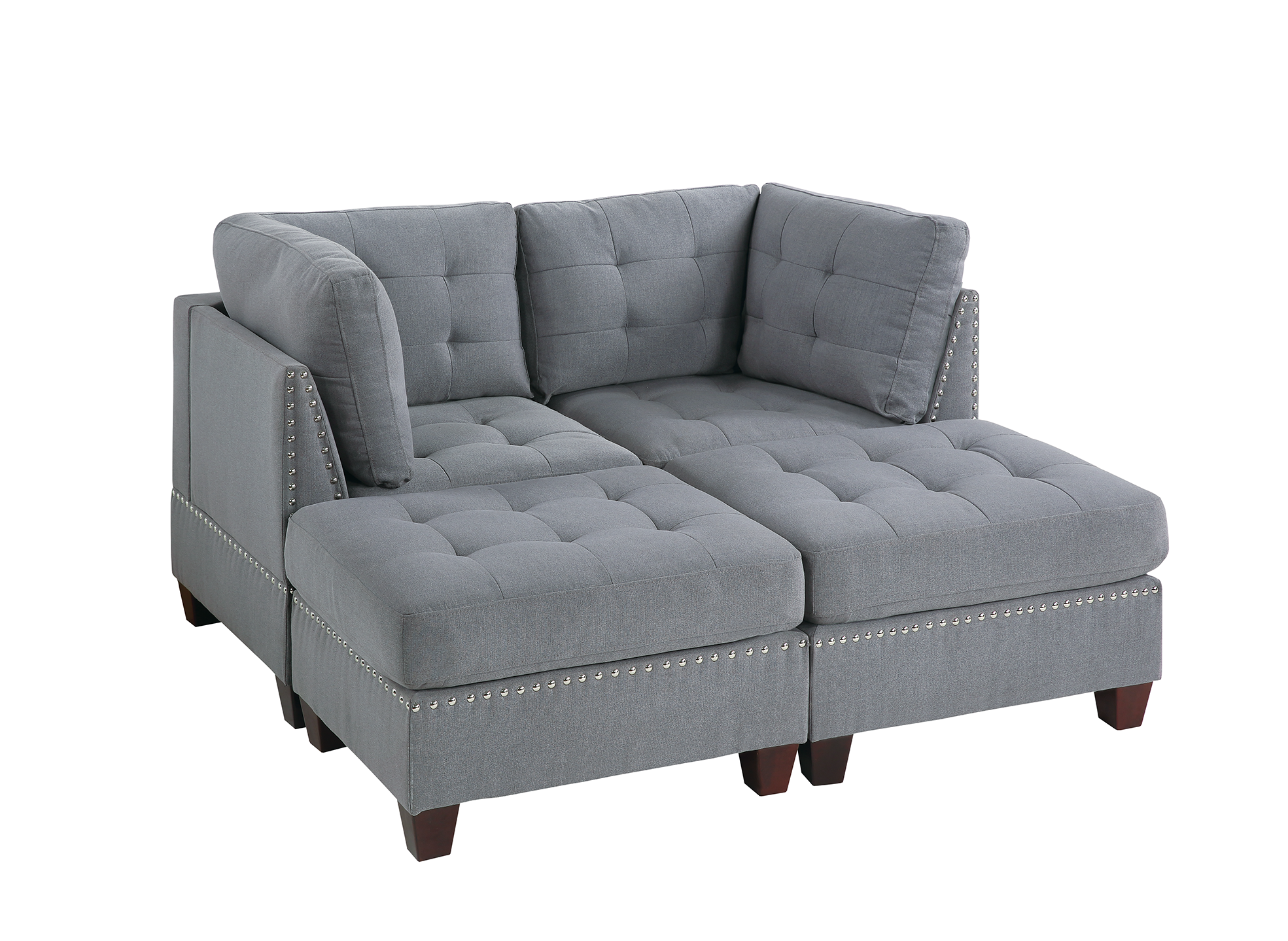 Modular Set 4Pc In Gray Gray Fabric