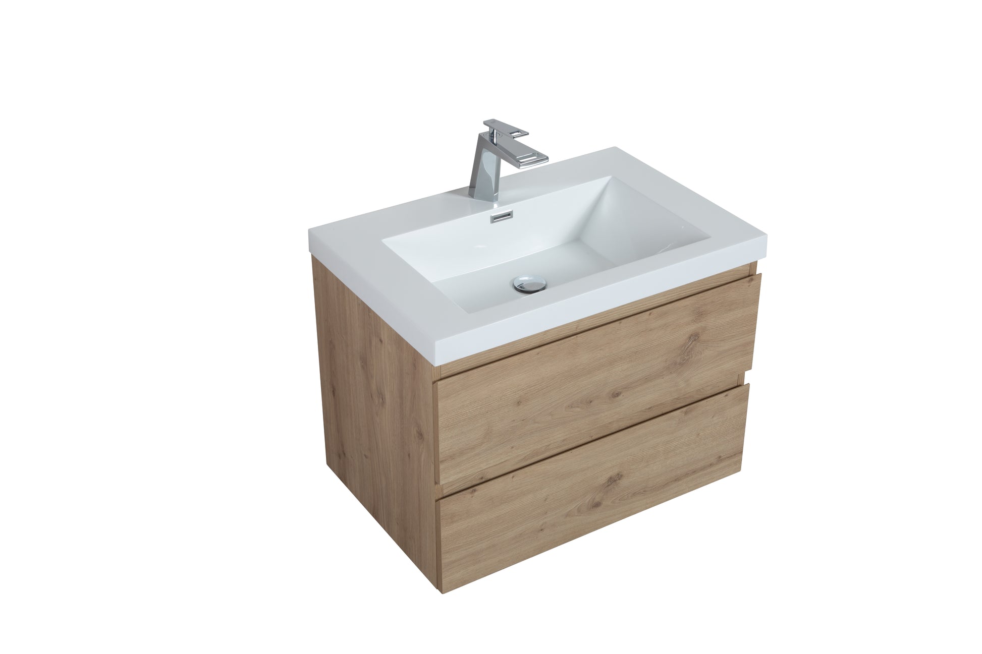 36'' Vanity Base Only, Wall Mounted Bathroom Vanity Only In Natural Wood, No Countertop Included, 24V22Wh 36V Natural Wood Melamine