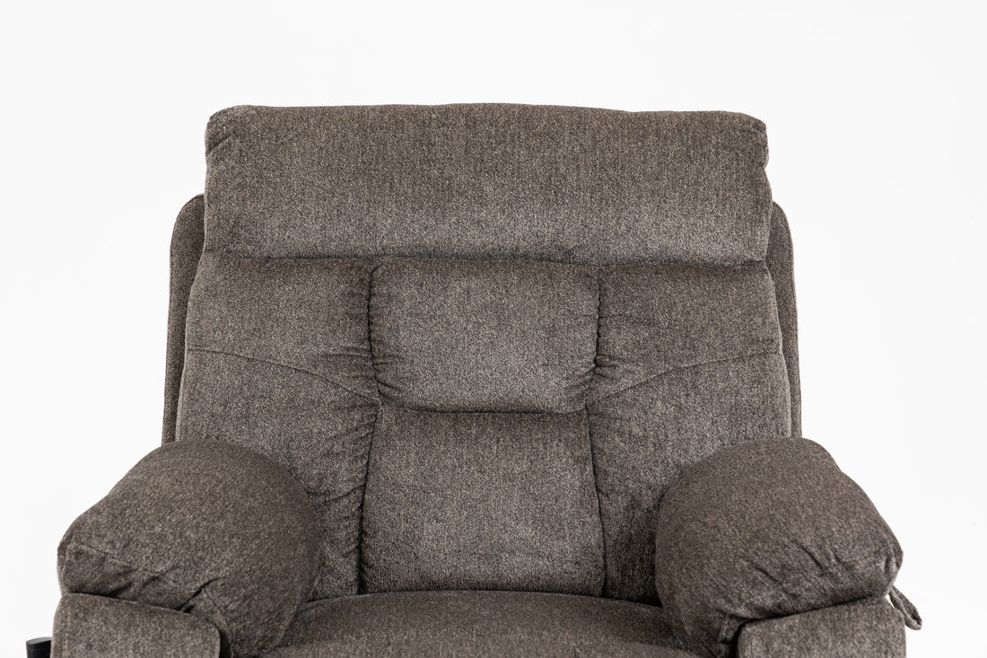 Old Age Electric Lift Chair, Flat High Density Foam Electric Sofa, With Heating And Massage Functions, Can Tilt To 180 Degrees, 2 Pocket Cup Holders, 2 Remote Controls, Dual Okin Motors Dark Brown Cotton Chenille