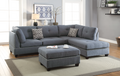 3 Pc Sectional In Blue Gray Grey Fabric