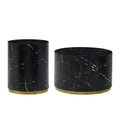 Black Marble Pattern Cocktail Table Mdf With Gold Metal Base 23.62Inch Black Mdf
