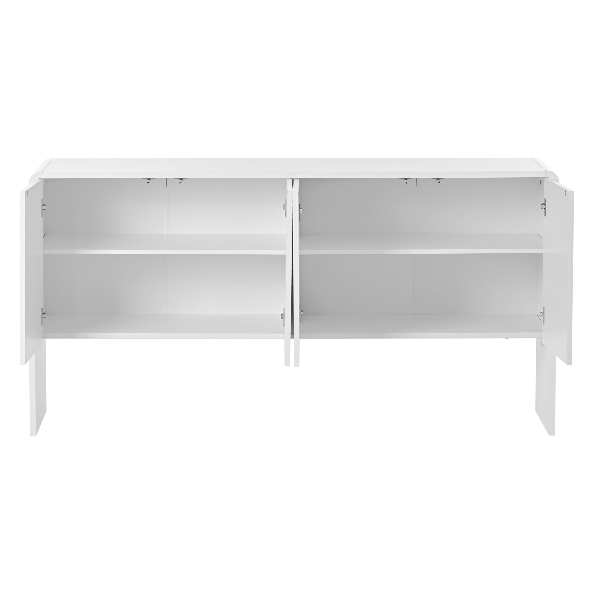 Minimalist Style 60"L Large Storage Space Sideboard With 4 Doors And Rebound Device For Living Room And Entryway White White Mdf