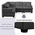 Sectional Modular Sofa With 2 Tossing Cushions And Solid Frame For Living Room Gray Polyester