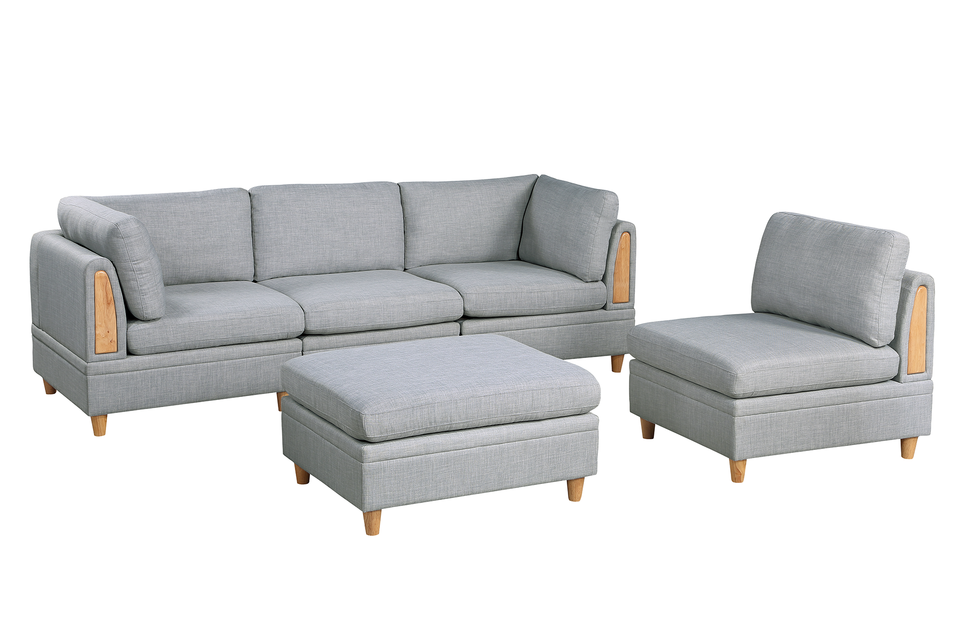 Modula Set 5Pc In Light Gray Light Gray Fabric