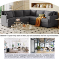 Sectional Modular Sofa With 2 Tossing Cushions And Solid Frame For Living Room Gray Polyester