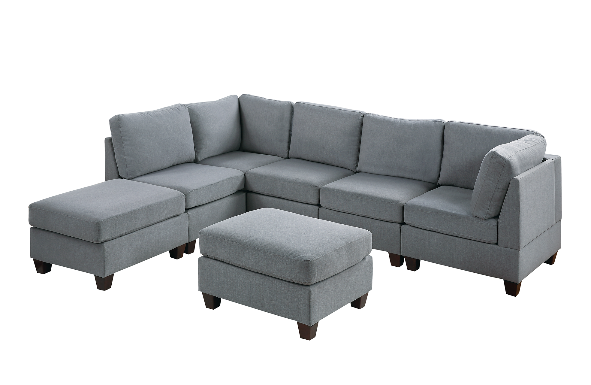 Modular Set 7Pc In Gray Gray Fabric