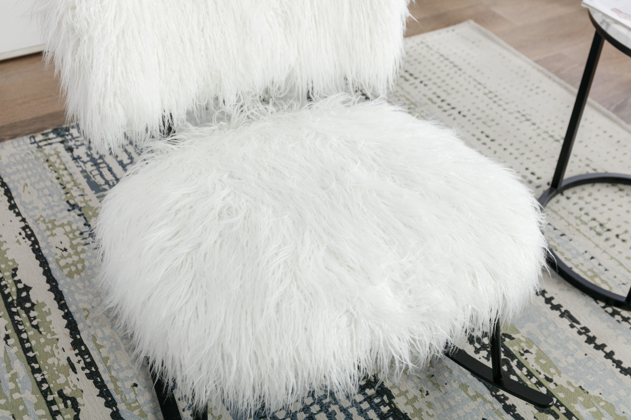 25.2'' Wide Faux Fur Plush Nursery Rocking Chair, Baby ivory-foam-faux fur