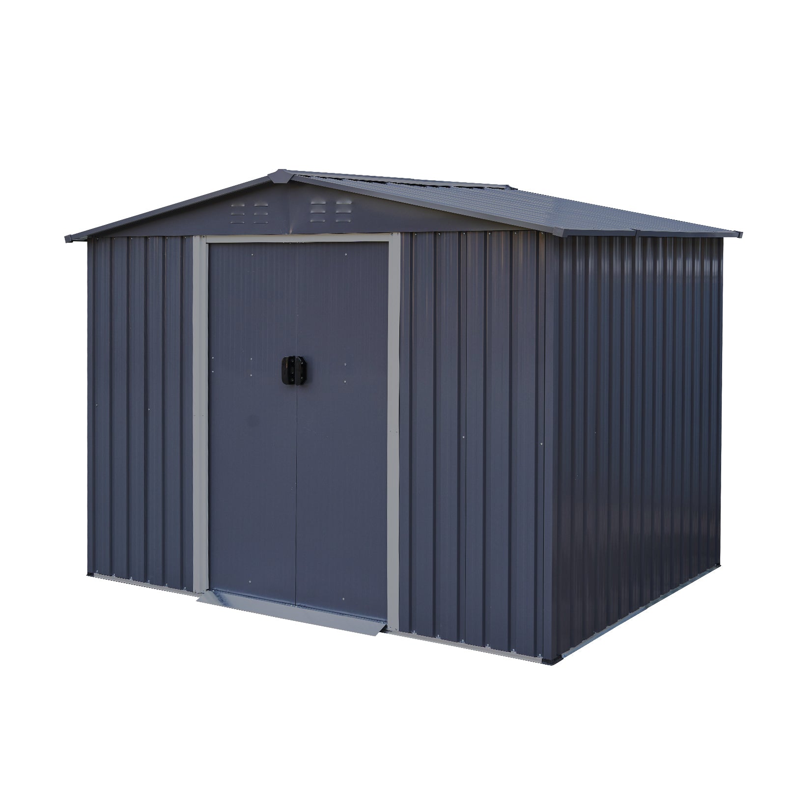 Outdoor Storage Shed 8 X 6 Ft Large Metal Tool Sheds, Heavy Duty Storage House With Sliding Doors With Air Vent For Backyard Patio Lawn To Store Bikes, Tools, Lawnmowers Dark Grey Dark Grey Rectangular None Garden & Outdoor Modern Year Round Use Anchored