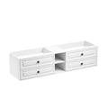 84*23*21in Wall Hung Doulble Sink Bath Vanity Cabinet white-abs+steel(q235)+wood+pvc