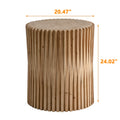 Retro Fashion Style Cylindrical Side Table With Vertical Texture Relief Design,Suitable For Living Room,Office,And Dining Room Natural Mdf