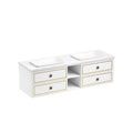 72 In. W X 23 In. D X21 In. H Double Bath Vanity In With White Carrara Top With White Sink White Abs Steel Q235 Wood Pvc