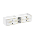 84*23*21in Wall Hung Doulble Sink Bath Vanity Cabinet white-abs+steel(q235)+wood+pvc