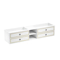 96*23*21inWall Hung Doulble Sink Bath Vanity Cabinet white-abs+steel(q235)+wood+pvc