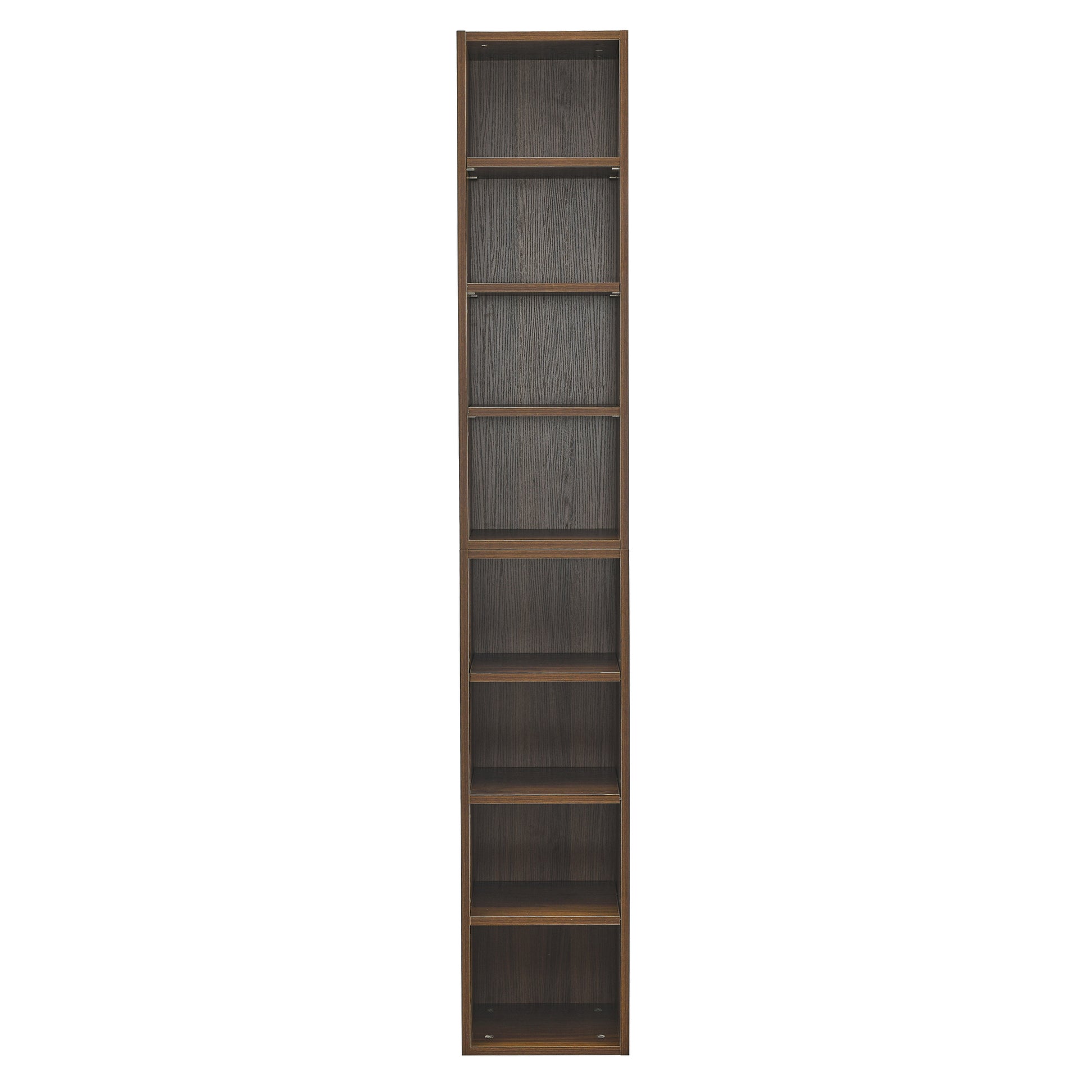 8 Tier Media Tower Rack, Cd Dvd Slim Storage Cabinet With Adjustable Shelves, Tall Narrow Bookcase Display Bookshelf For Home Office,Multi Functional Double Decker Bookcase 5 Or More Shelves Walnut Adjustable Shelves Mdf