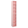 8 Tier Media Tower Rack, Cd Dvd Slim Storage Cabinet With Adjustable Shelves, Tall Narrow Bookcase Display Bookshelf For Home Office,Multi Functional Double Decker Bookcase 5 Or More Shelves Pink Adjustable Shelves Mdf