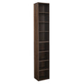 8 Tier Media Tower Rack, Cd Dvd Slim Storage Cabinet With Adjustable Shelves, Tall Narrow Bookcase Display Bookshelf For Home Office,Multi Functional Double Decker Bookcase 5 Or More Shelves Walnut Adjustable Shelves Mdf