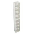 8 Tier Media Tower Rack, Cd Dvd Slim Storage Cabinet With Adjustable Shelves, Tall Narrow Bookcase Display Bookshelf For Home Office,Multi Functional Double Decker Bookcase 5 Or More Shelves White Adjustable Shelves Mdf