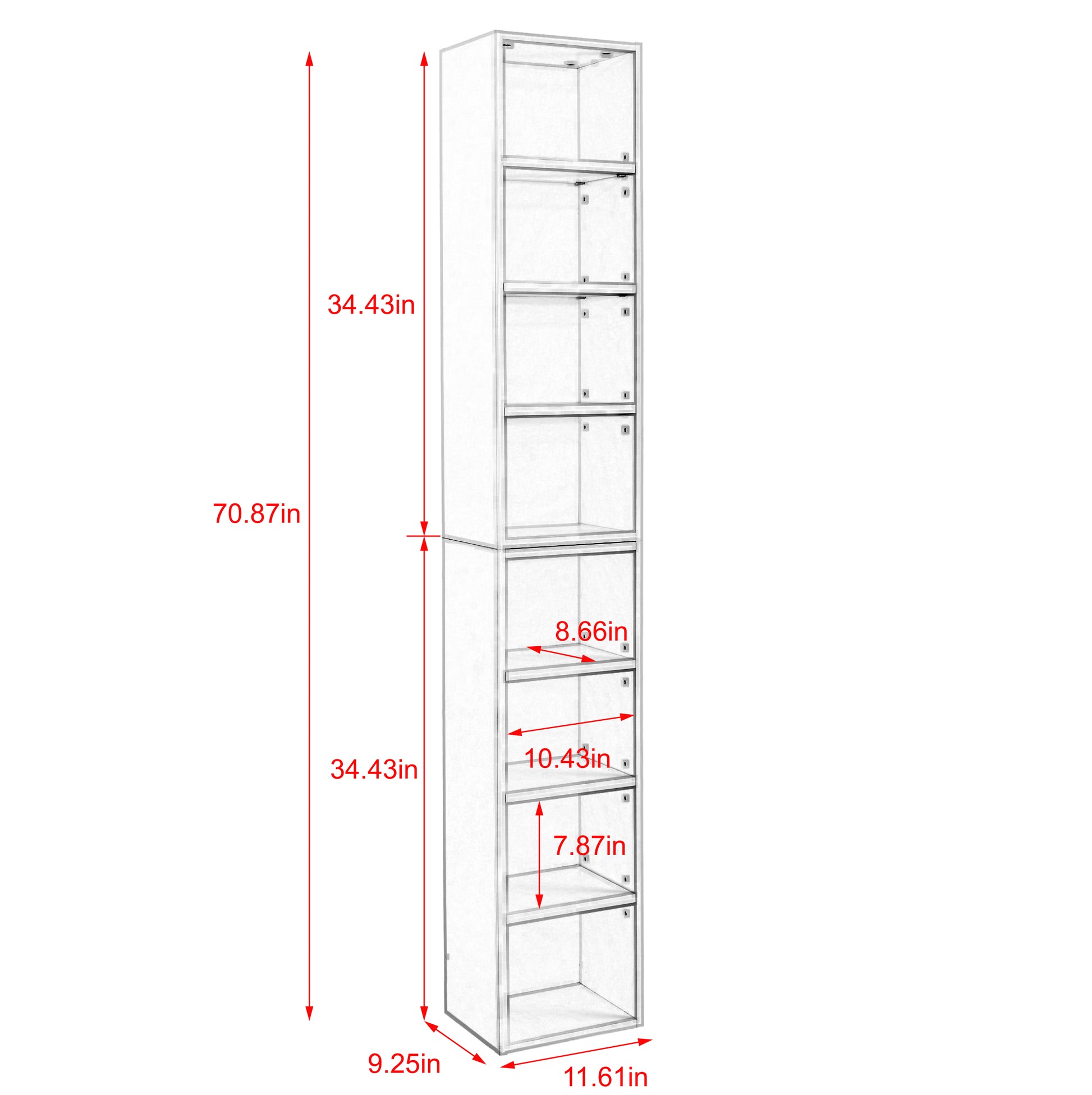 8 Tier Media Tower Rack, Cd Dvd Slim Storage Cabinet With Adjustable Shelves, Tall Narrow Bookcase Display Bookshelf For Home Office,Multi Functional Double Decker Bookcase 5 Or More Shelves Walnut Adjustable Shelves Mdf