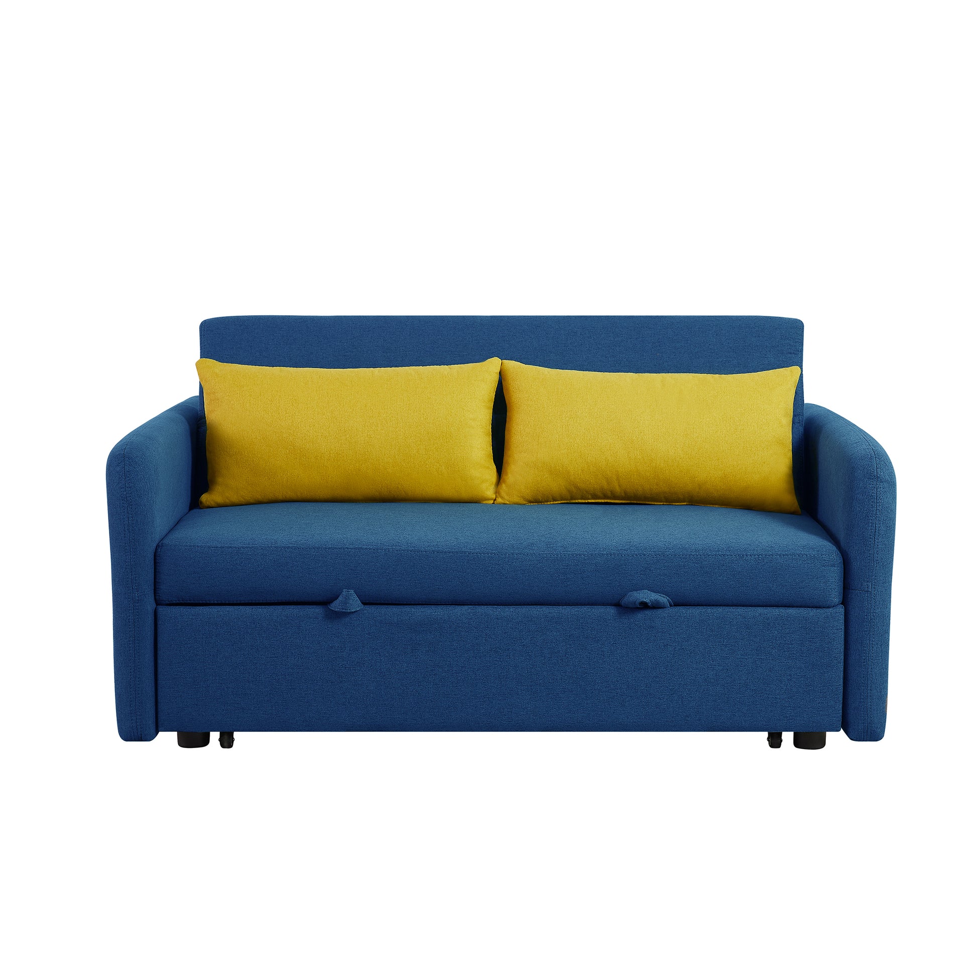 Twins Sofa Bed Blue Fabric Retro Blue Foam Fabric