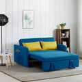 Twins Sofa Bed Blue Fabric Retro Blue Foam Fabric