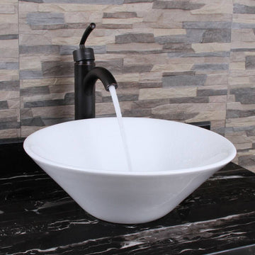 Ceramic Round Above Counter White Bathroom Sink Art Basin Bab217Mowh Gloss White Ceramic