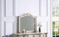 Contemporary Antique White Color Vanity Set W Stool Retro Style Drawers Cabriole Tapered Legs Mirror W Floral Crown Molding Bedroom Furniture Antique White Bedroom Contemporary Poplar Rubber Wood