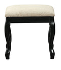 Classic 1Pc Vanity Set W Stool Black Color Drawers Open Up Mirror Bedroom Furniture Unique Legs Cushion Seat Stool Vanity Black Bedroom Contemporary Padded Seat Poplar Rubber Wood