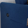 Twins Sofa Bed Blue Fabric Retro Blue Foam Fabric