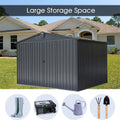 Outdoor Storage Shed 10'X 8', Metal Garden Shed For Bike, Trash Can, Tools, Galvanized Steel Outdoor Storage Cabinet With Lockable Door For Backyard, Patio, Lawn 10X8Ft, Black Black Metal