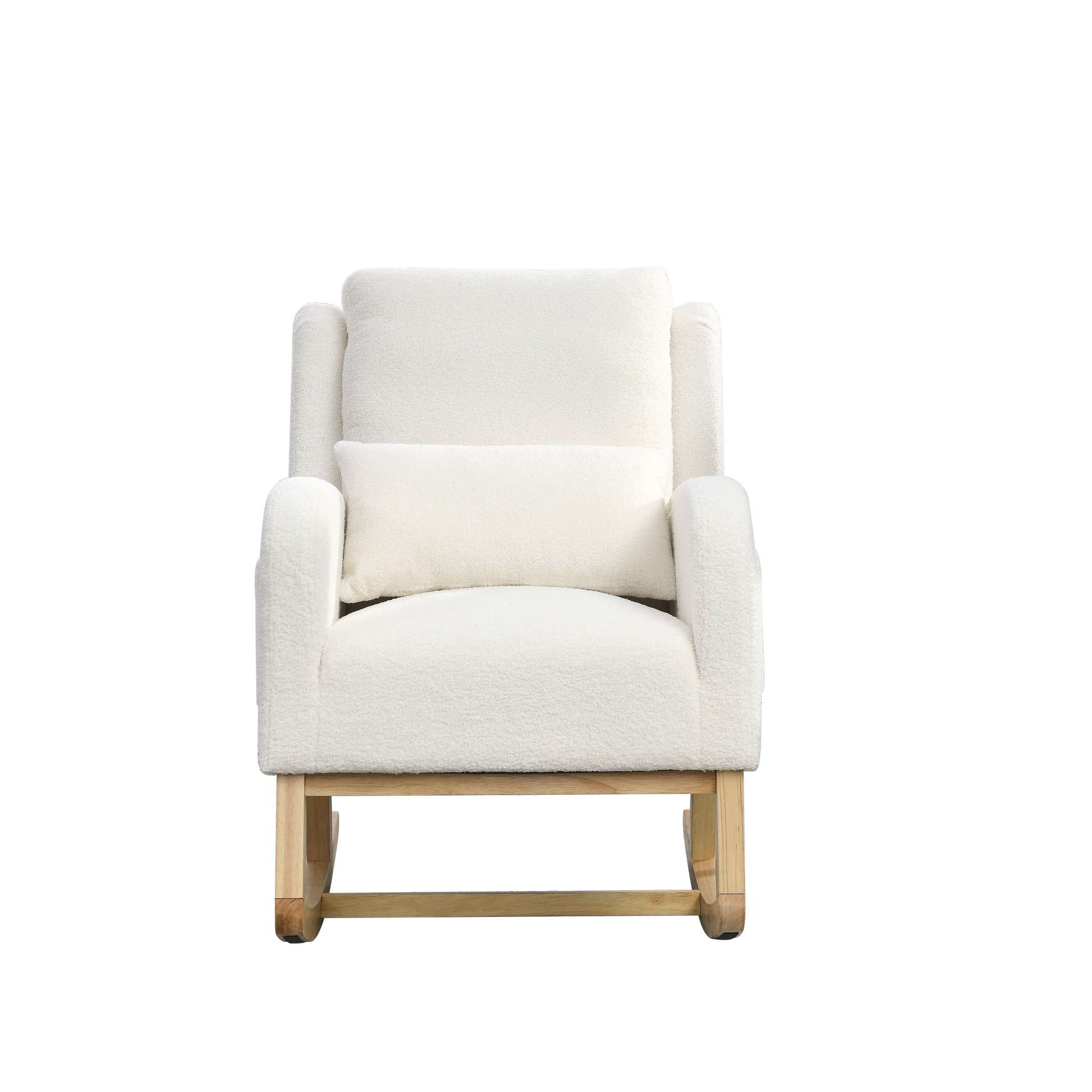 Video Welike 27.5 "W Modern Accent High Back Living Room Casual Armchair Rocker With One Lumbar Pillow, Two Side Pockets,Teddy White Ivory Ivory Foam Fabric