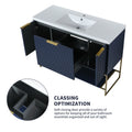 48 Inch Freestanding Bathroom Vanity With Resin Basin,48X18 Navy Blue Freestanding Plywood