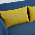 Twins Sofa Bed Blue Fabric Retro Blue Foam Fabric
