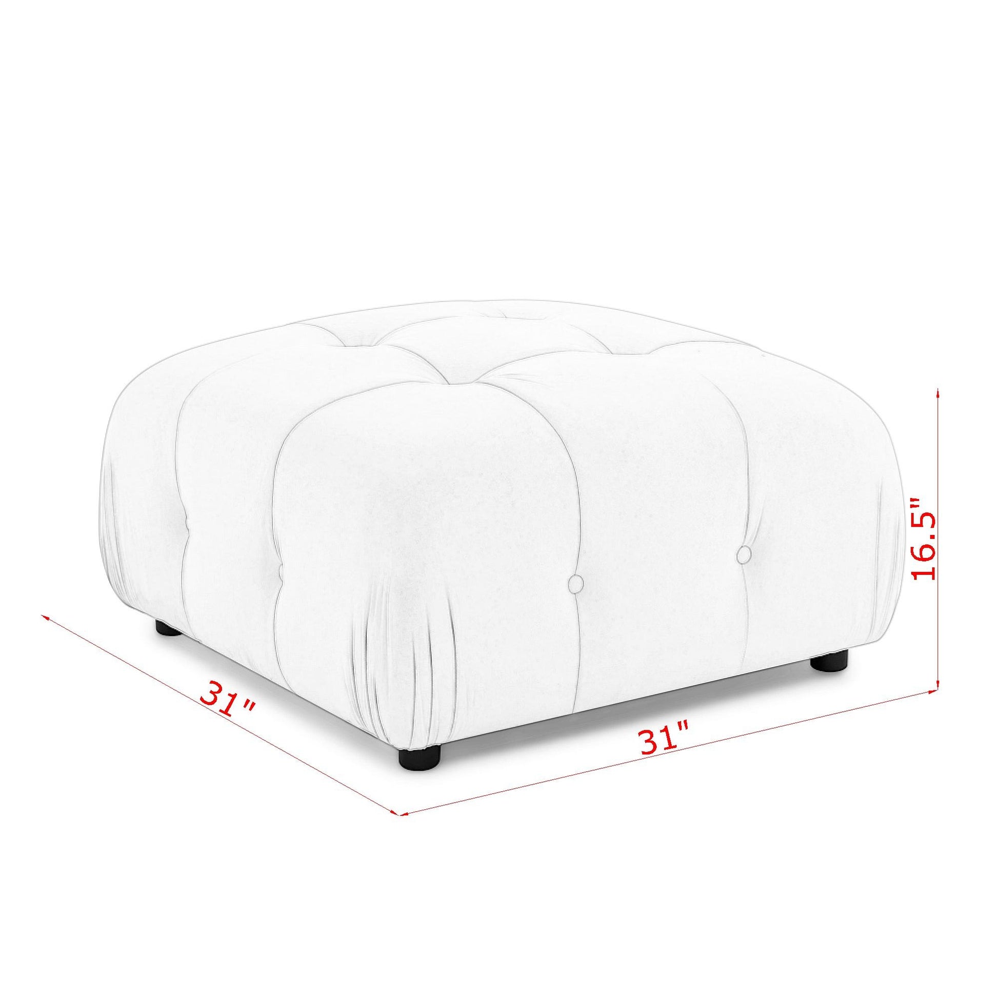 Ottoman For Modular Sofa Beige Foam