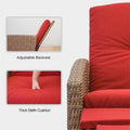Indoor & Outdoor Recliner, All Weather Wicker Reclining Patio Chair, Red Cushion Red,1 Chair Red Rattan