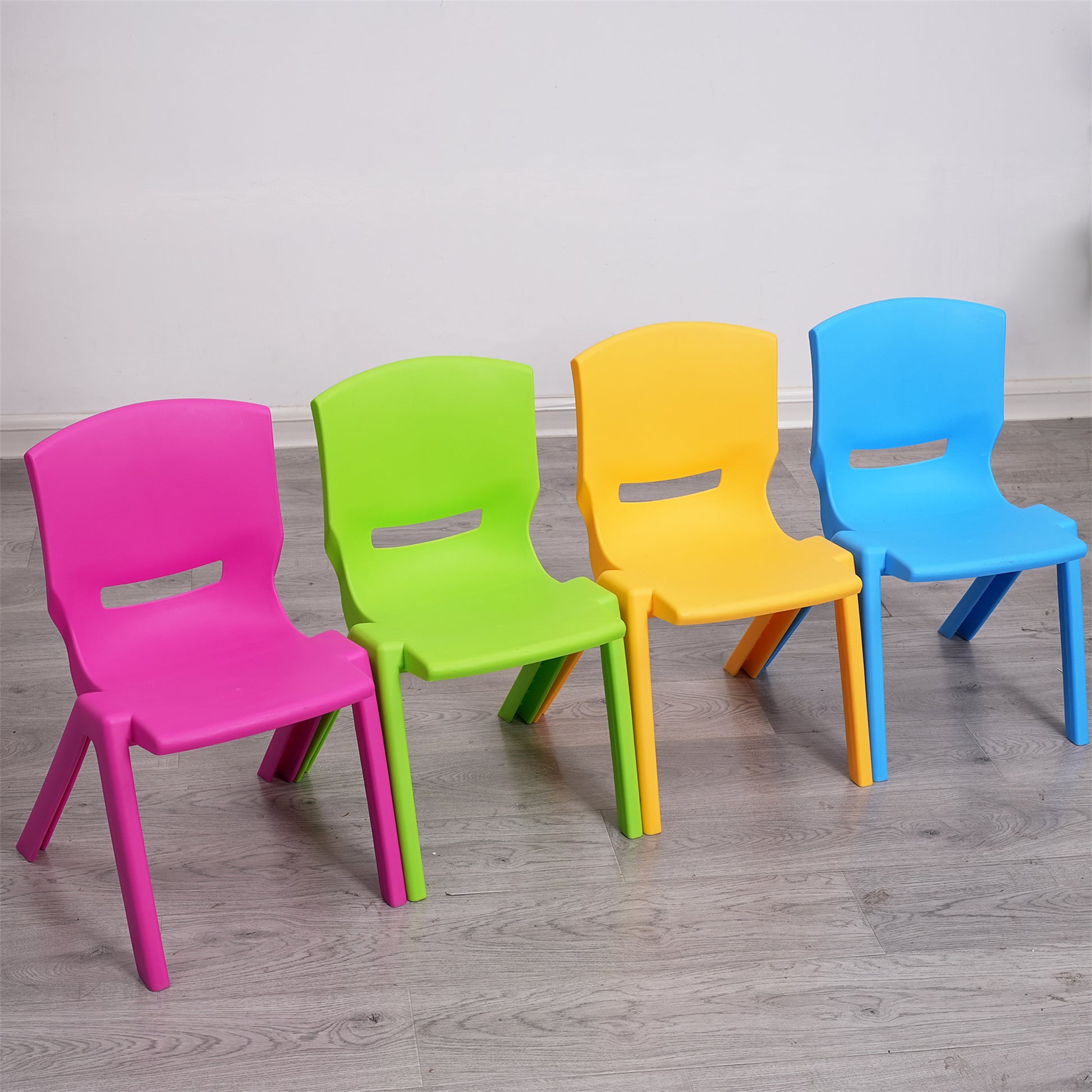 Kids Chair,Children Lightweight Plastic 4 Chairs Set With 11.8" H Seat For Playrooms,Preschool,Toddlers Enlarge Size Multicolor Plastic