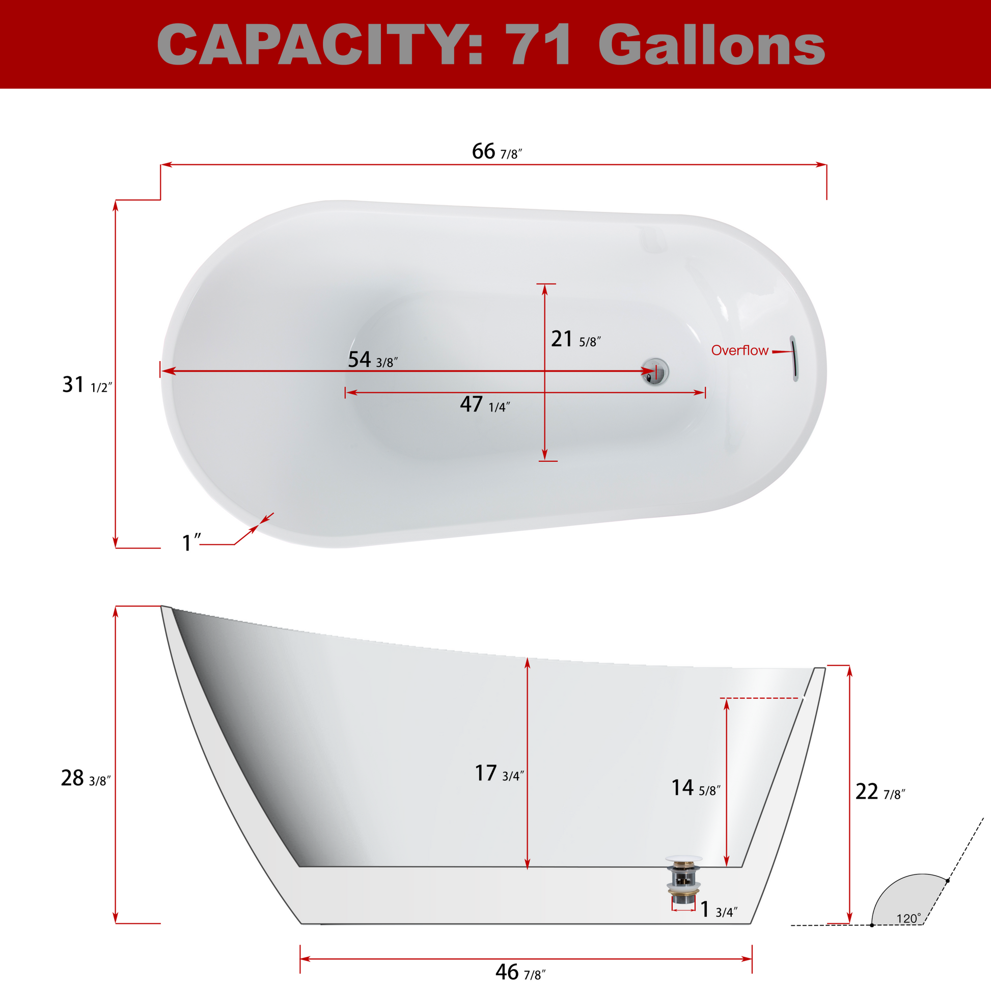 Sparkling White Acrylic Freestanding Soaking