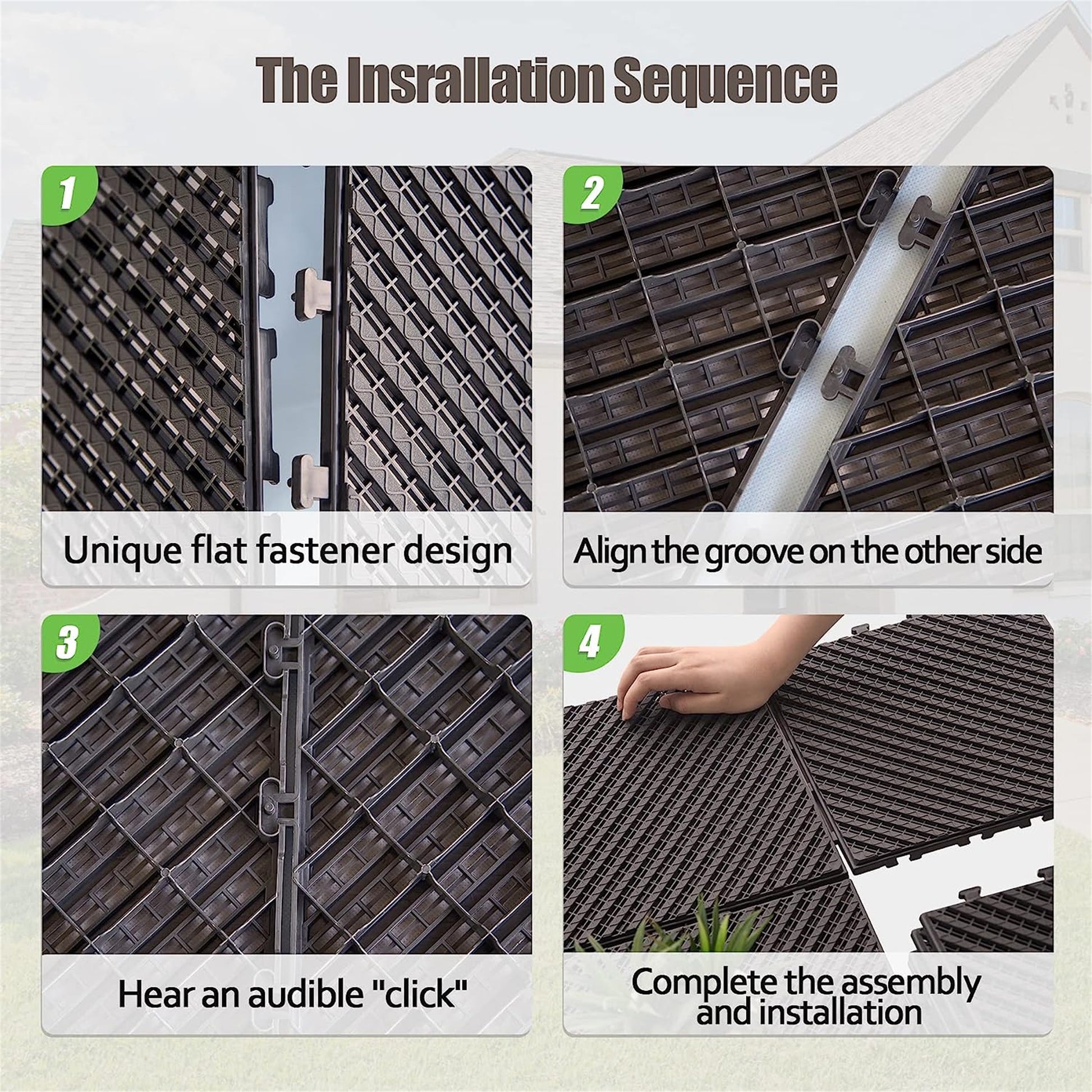 Patio Interlocking Deck Tiles, 12"X12" Square Composite Decking Tiles, Four Slat Plastic Outdoor Flooring Tile All Weather For Balcony Porch Backyard, Dark Brown, Pack Of 27 Dark Brown Plastic