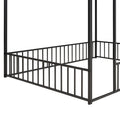 Full Size Metal Bed House Bed Frame With Fence, For Kids, Teens, Girls, Boys,Black Black Metal