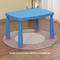 Kids Table,Plastic Children Activity Rectangular Table For School,Home,Play,Reading Dining,Kindergarten Enlarge Size Blue Plastic