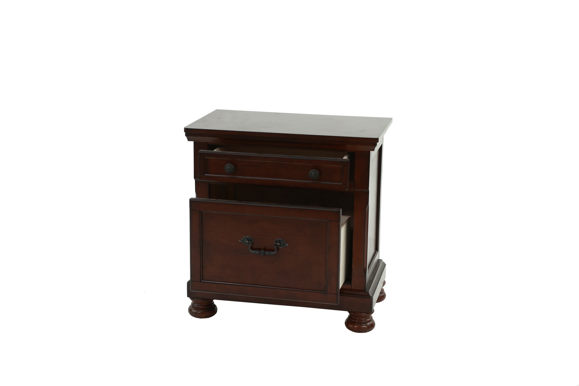 Nightstand In Antique Cherry Dark Brown Wood