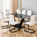 Modern Minimalist And Luxurious Black Imitation Marble Texture Dining Table Rectangular Office Desk.Game Desk .Desk.For Dining Room, Living Room, Terrace, Kitchen F 907 Black Mdf