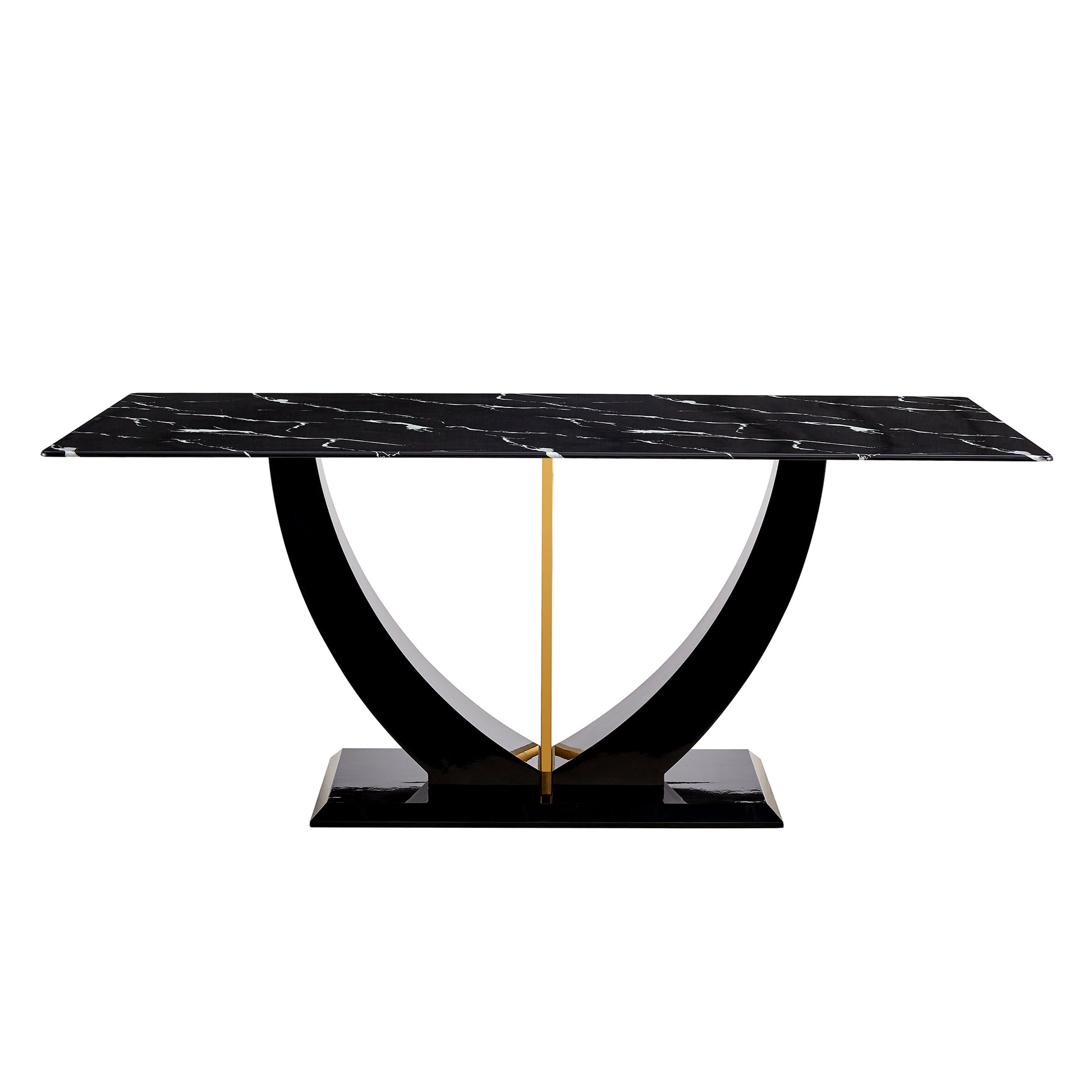 Modern Minimalist And Luxurious Black Imitation Marble Texture Dining Table Rectangular Office Desk.Game Desk .Desk.For Dining Room, Living Room, Terrace, Kitchen F 907 Black Mdf