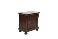 Nightstand In Antique Cherry Dark Brown Wood