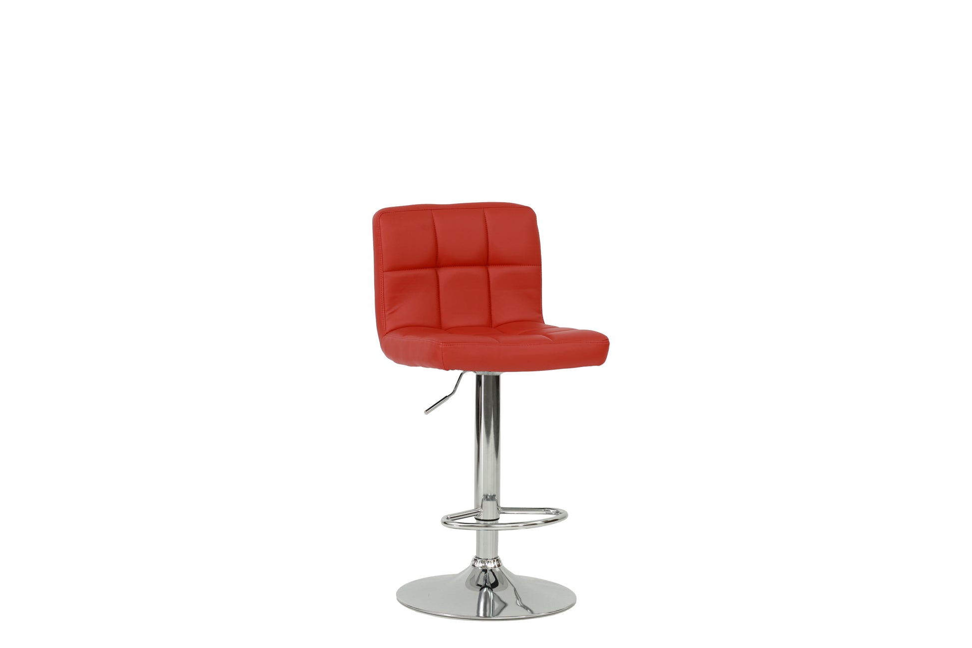 Bar Stool In Red, Chrome Red Leather