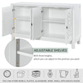 Large Storage Space Sideboard, 4 Door Buffet Cabinet With Pull Ring Handles For Living Room, Dining Room White White Mdf