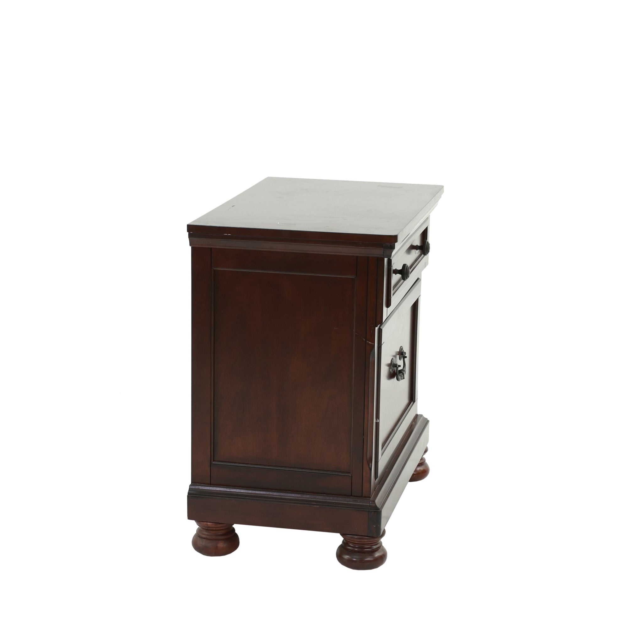 Nightstand In Antique Cherry Dark Brown Wood